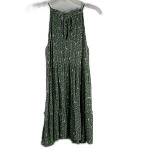 Row A - Green Floral Sleeveless Casual Summer Dress - M